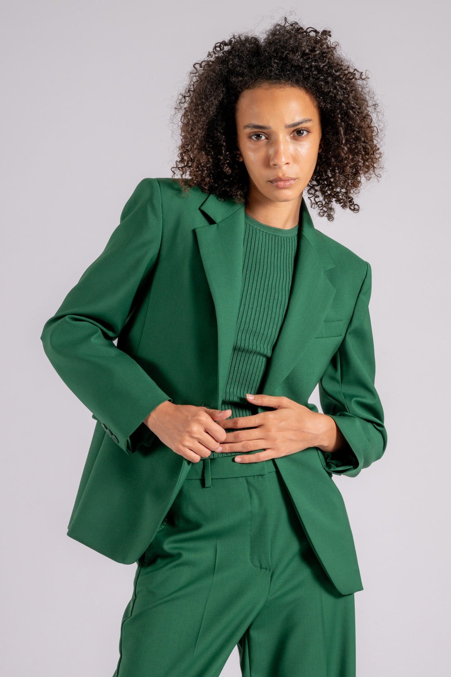  Max Mara Weekend Giacca 100% Lana Vergine Verde Verde Donna - 4