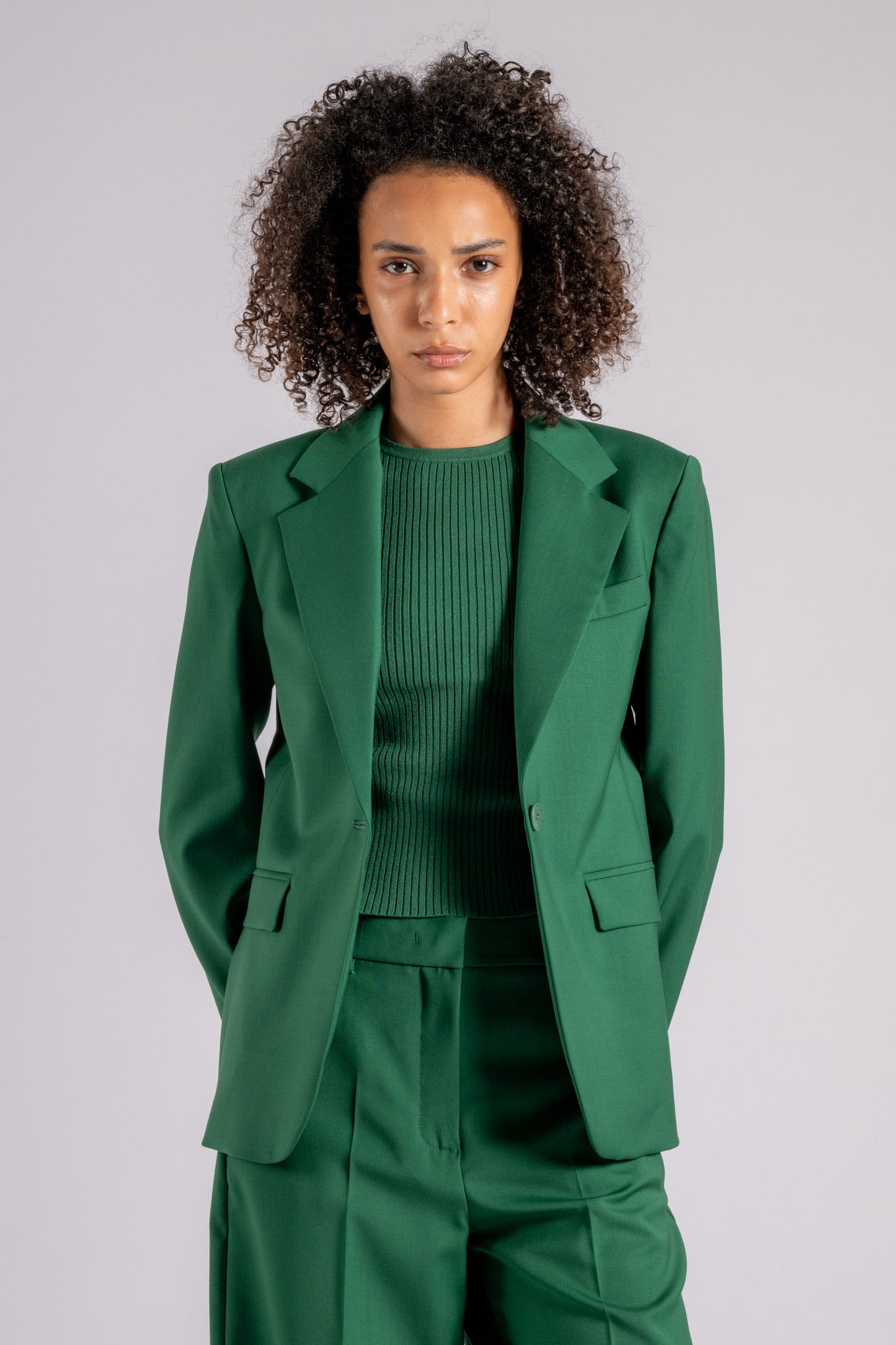  Max Mara Weekend Giacca 100% Lana Vergine Verde Verde Donna - 7