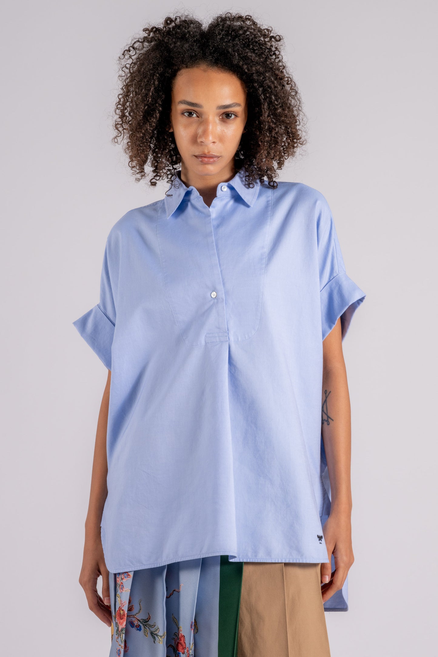  Max Mara Weekend Shirt 100% Cotton Blue Azzurro Donna - 1