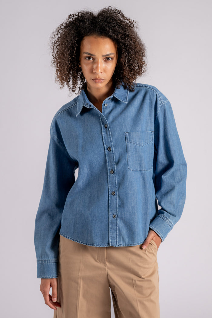 Max Mara Weekend Camicia 100% CO Blu-2