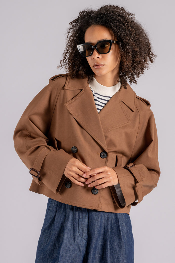 Max Mara Weekend Trench Biker Polyester/Wool/Elastane Brown