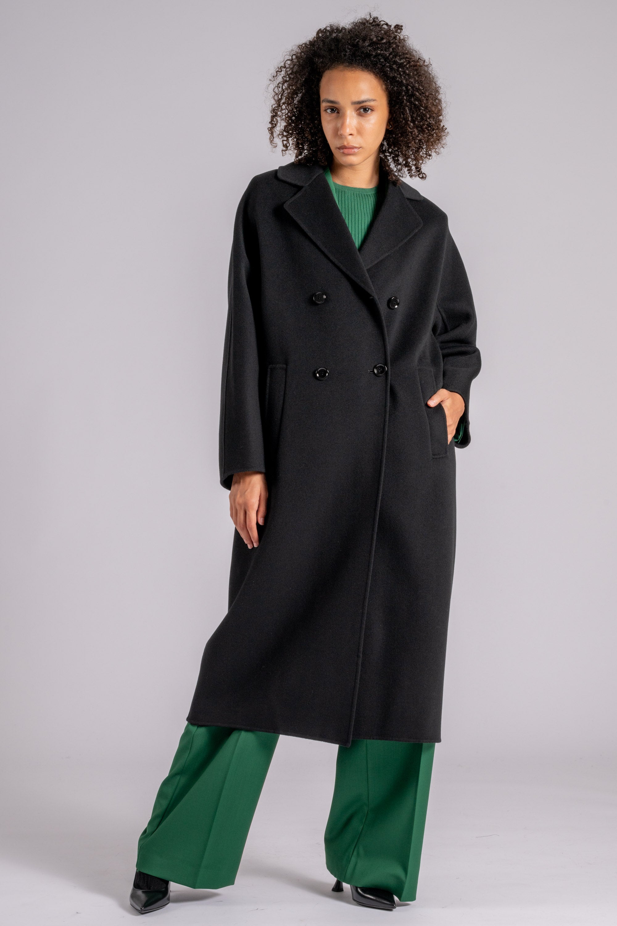 Max mara long black coat best sale