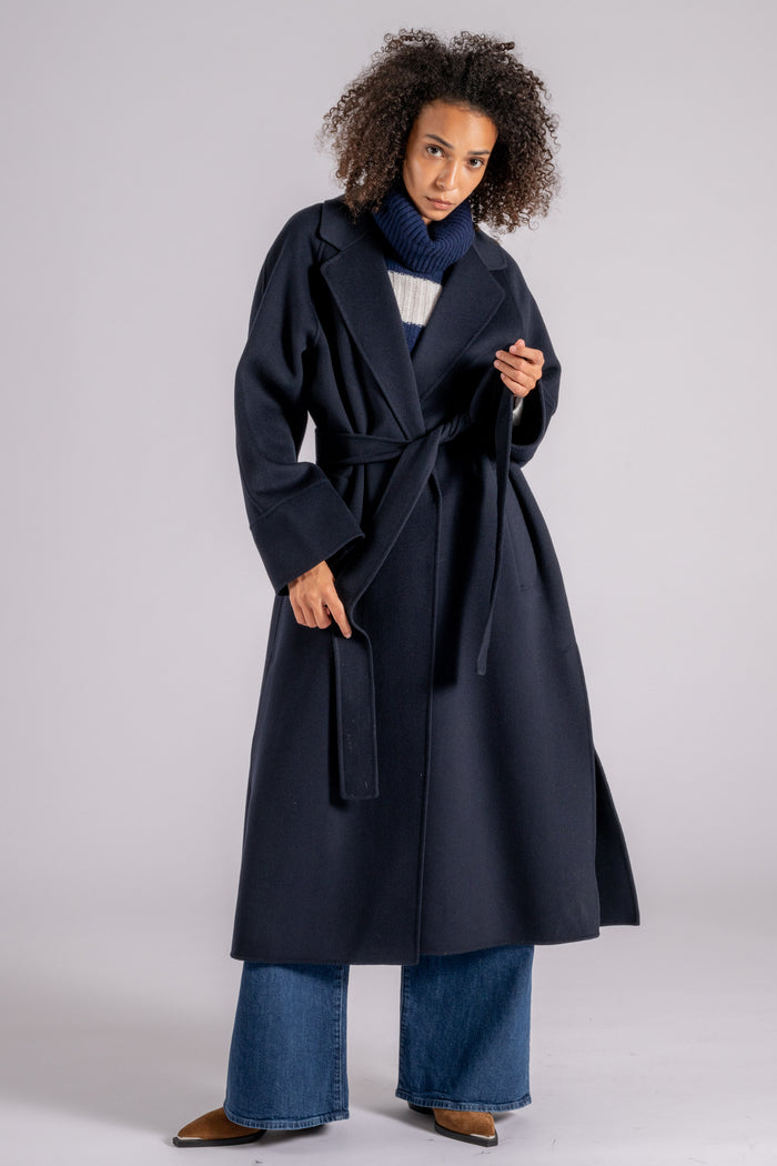  Max Mara S Cappotto Lana Vergine Blu Blu Donna - 3