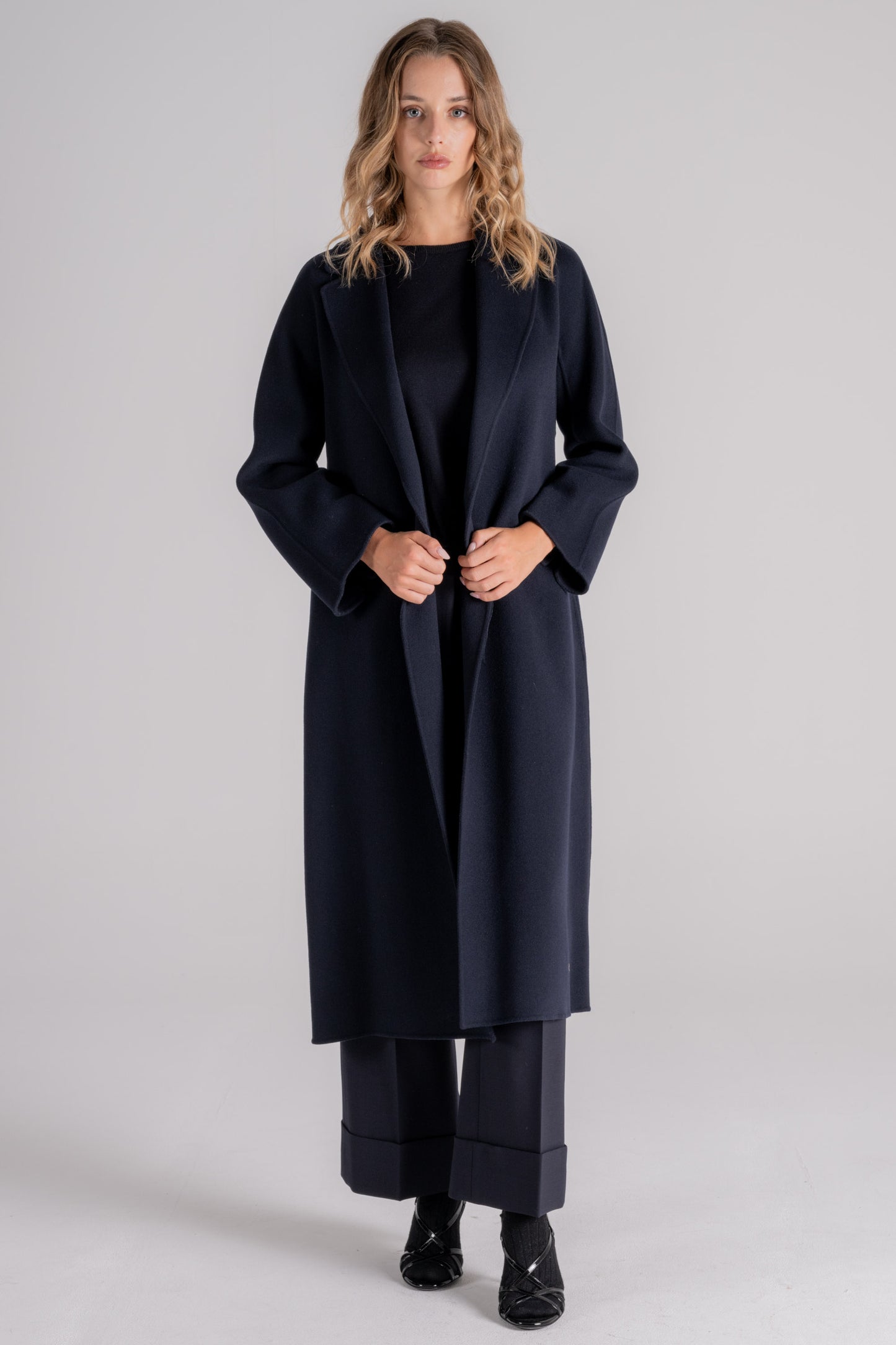  Max Mara S Coat 100% Virgin Wool Blue Blu Donna - 8