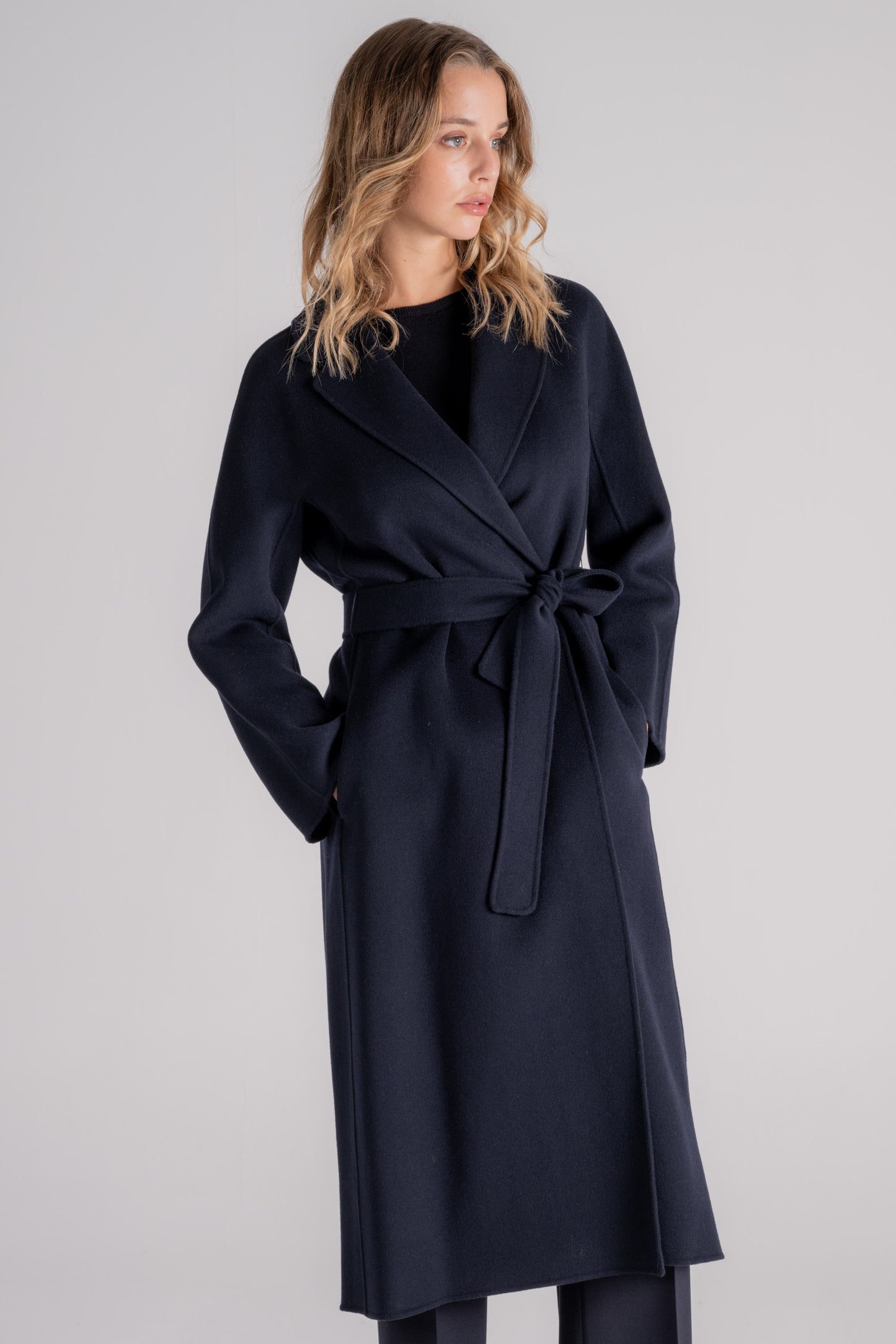  Max Mara S Coat 100% Virgin Wool Blue Blu Donna - 2