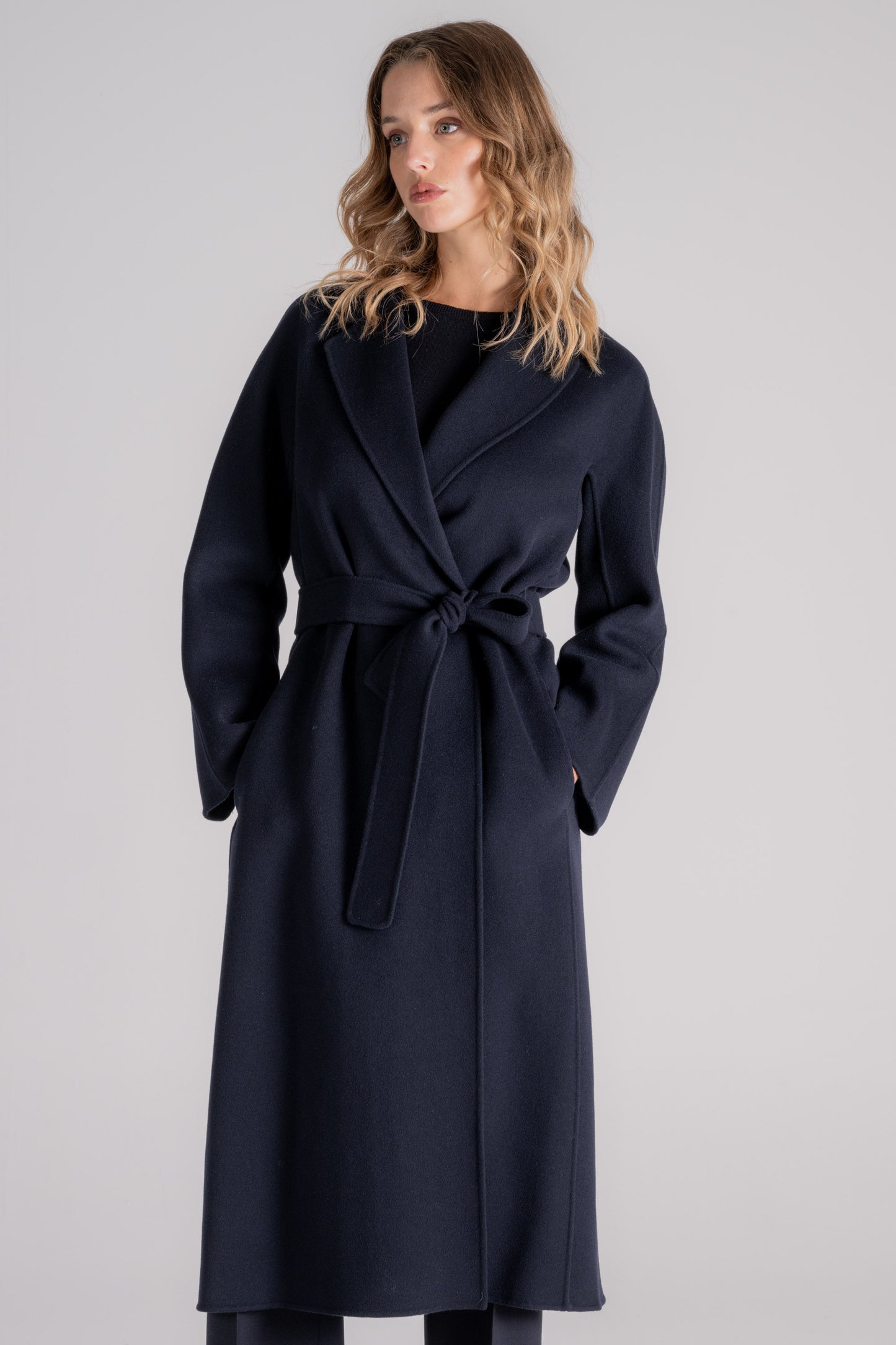  Max Mara S Coat 100% Virgin Wool Blue Blu Donna - 3