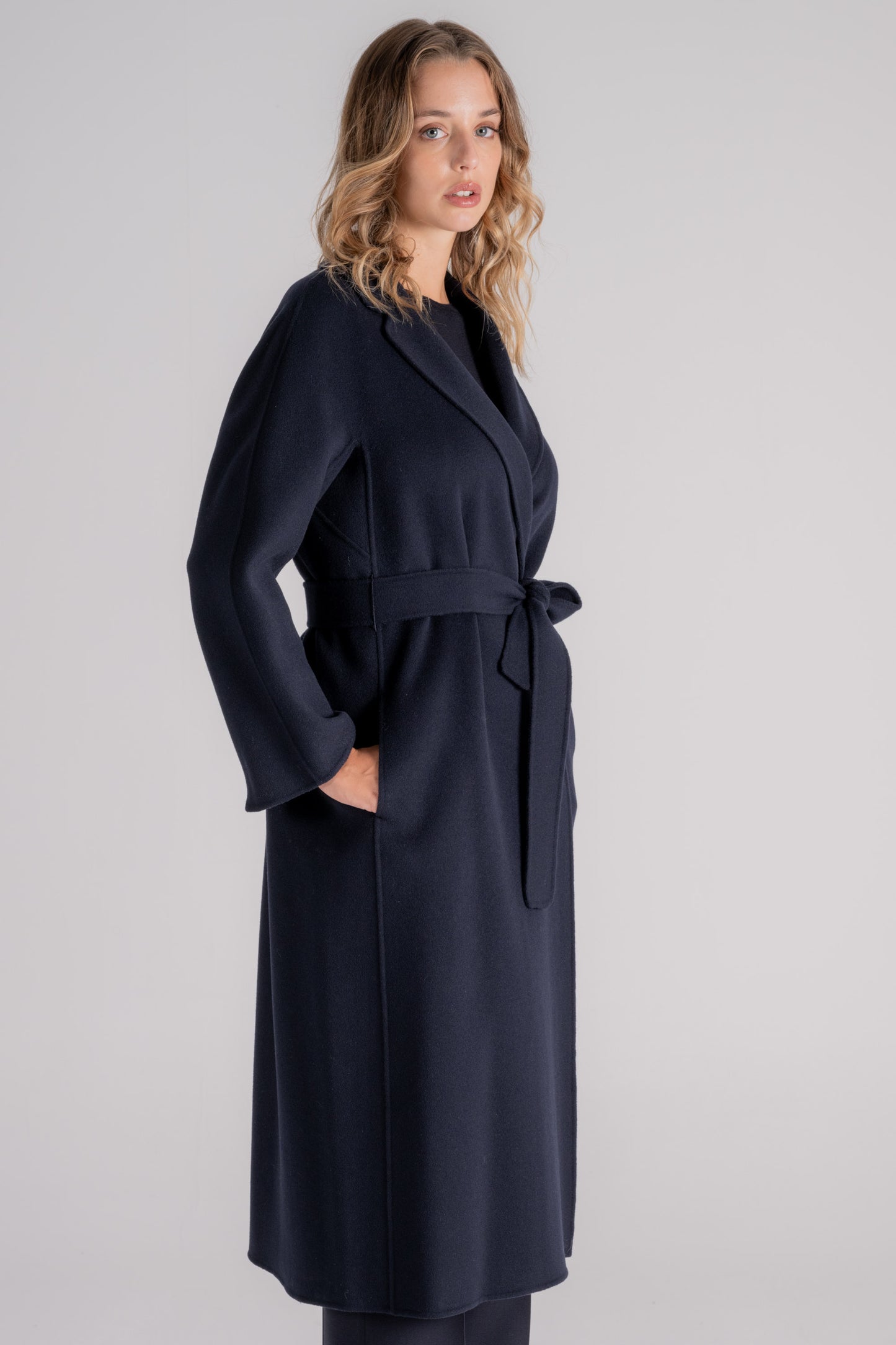  Max Mara S Coat 100% Virgin Wool Blue Blu Donna - 4