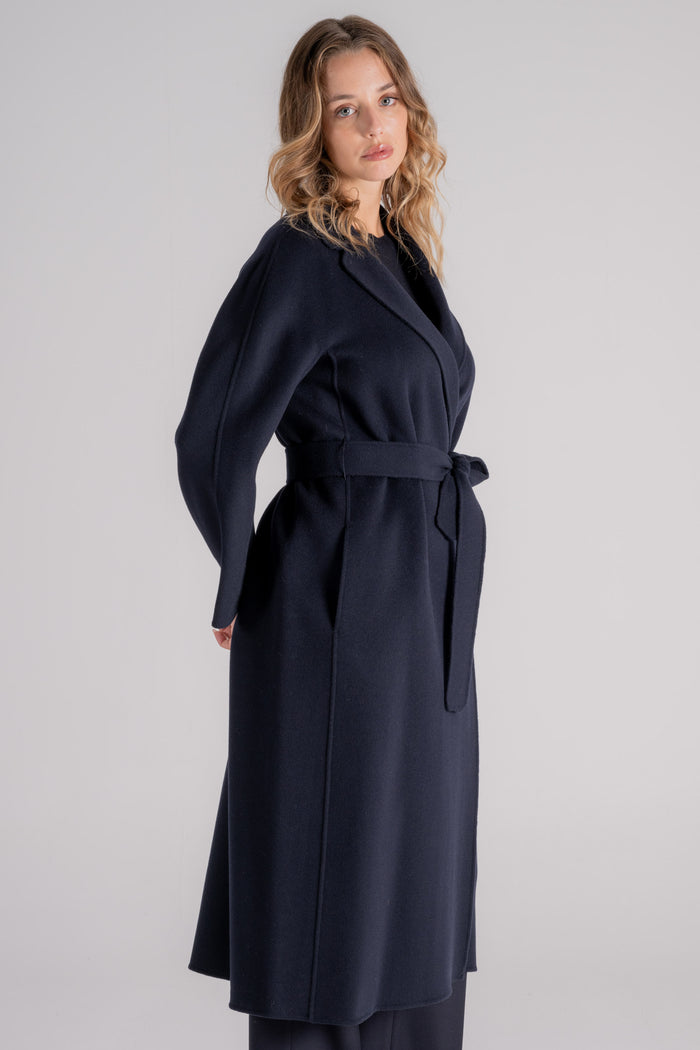  Max Mara S Coat 100% Virgin Wool Blue Blu Donna - 5