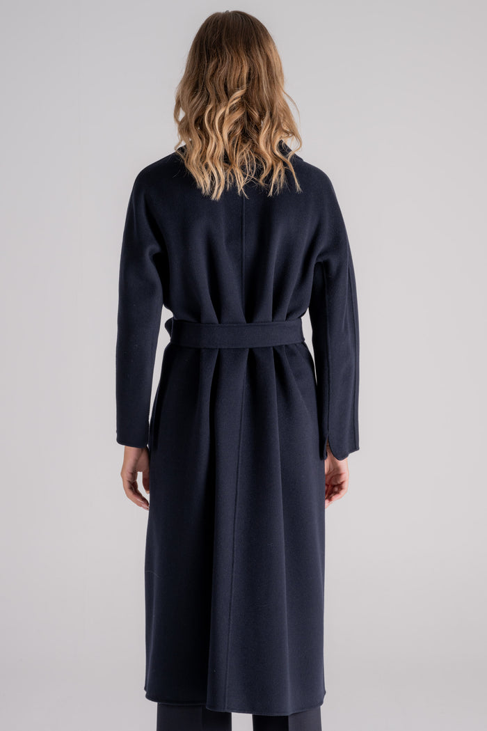  Max Mara S Coat 100% Virgin Wool Blue Blu Donna - 6