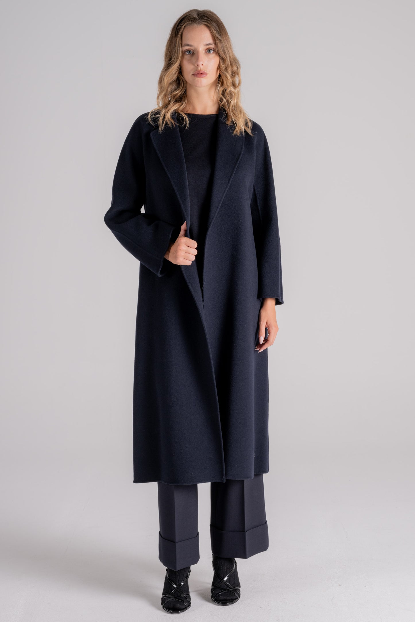  Max Mara S Coat 100% Virgin Wool Blue Blu Donna - 7