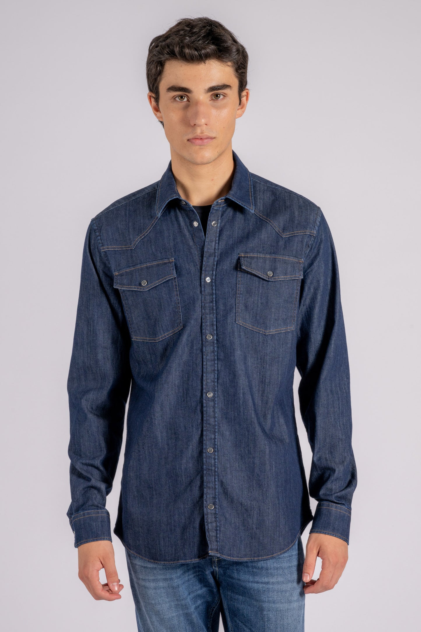  Dondup Texan Shirt 98% Cotton 2% Elastane Blue Blu Uomo - 1