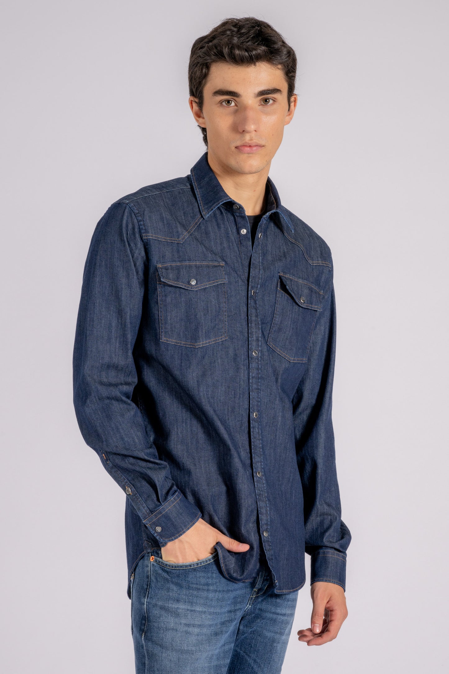  Dondup Texan Shirt 98% Cotton 2% Elastane Blue Blu Uomo - 2