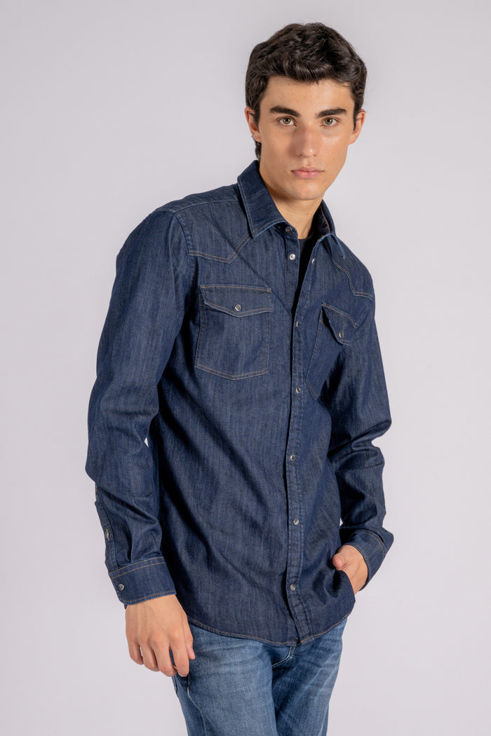  Dondup Texan Shirt 98% Cotton 2% Elastane Blue Blu Uomo - 4