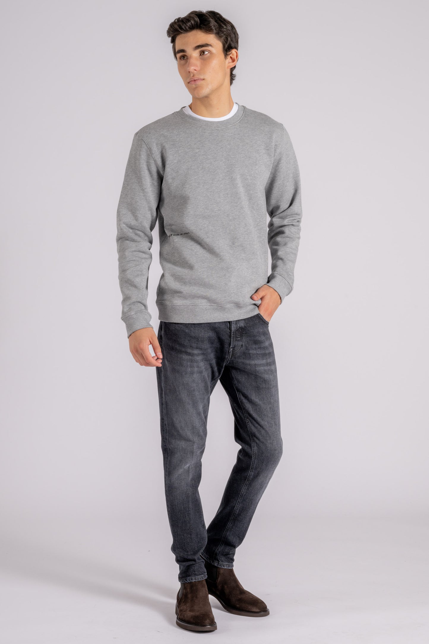  Dondup Crewneck Sweatshirt 100% Cotton Grey Grigio Uomo - 2