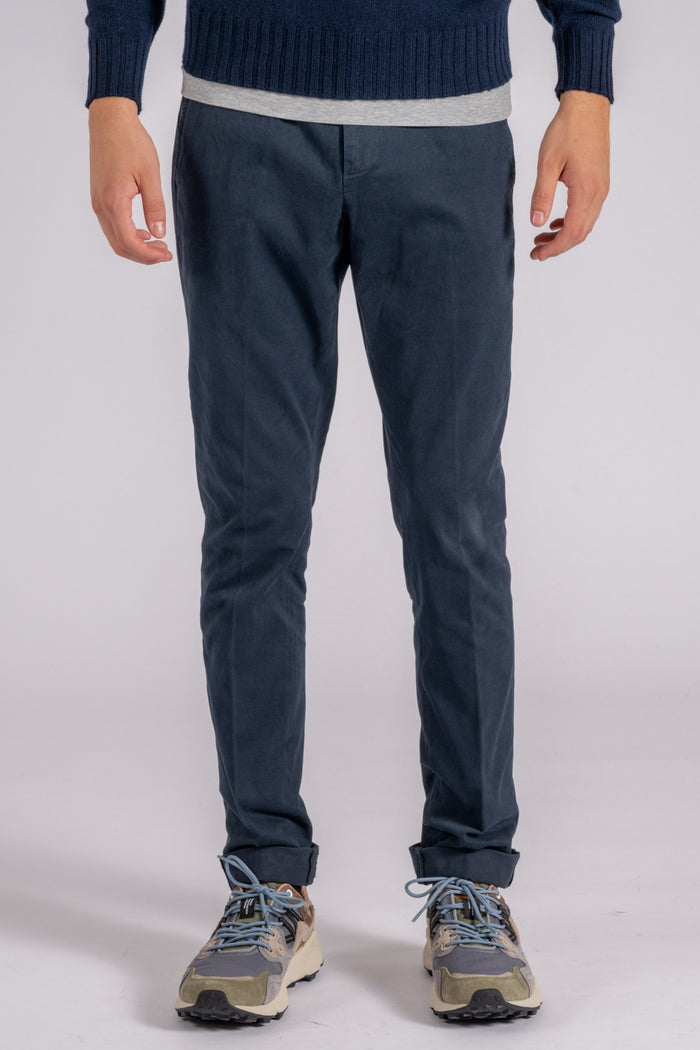 Dondup Gaubert Cotton Pants in Blue with Elastane