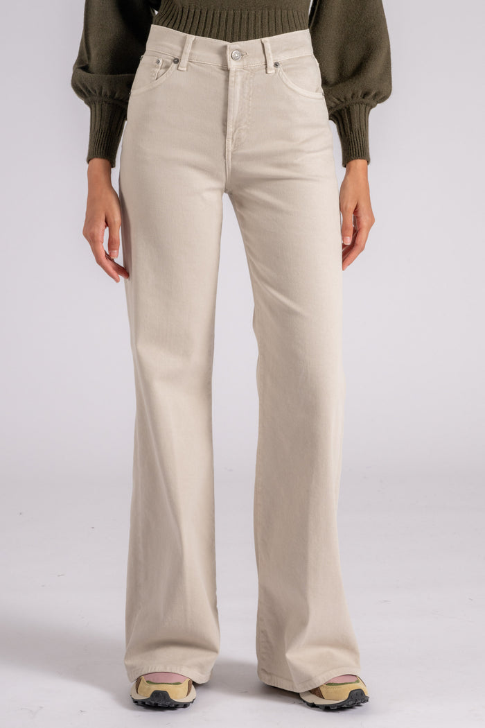 Dondup Amber Jeans in Beige Cotton/Lyocell