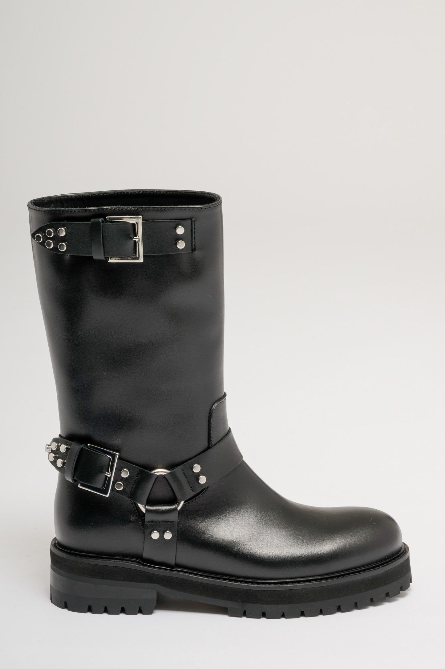  Dondup Black Leather Biker Boot Nero Donna - 1