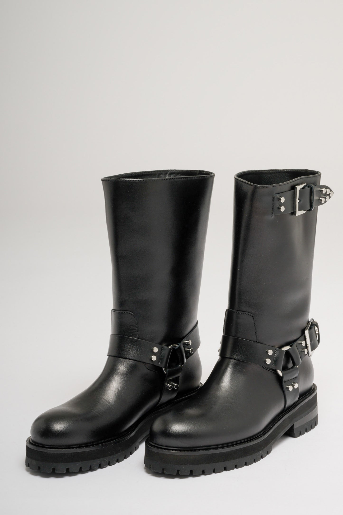  Dondup Black Leather Biker Boot Nero Donna - 2