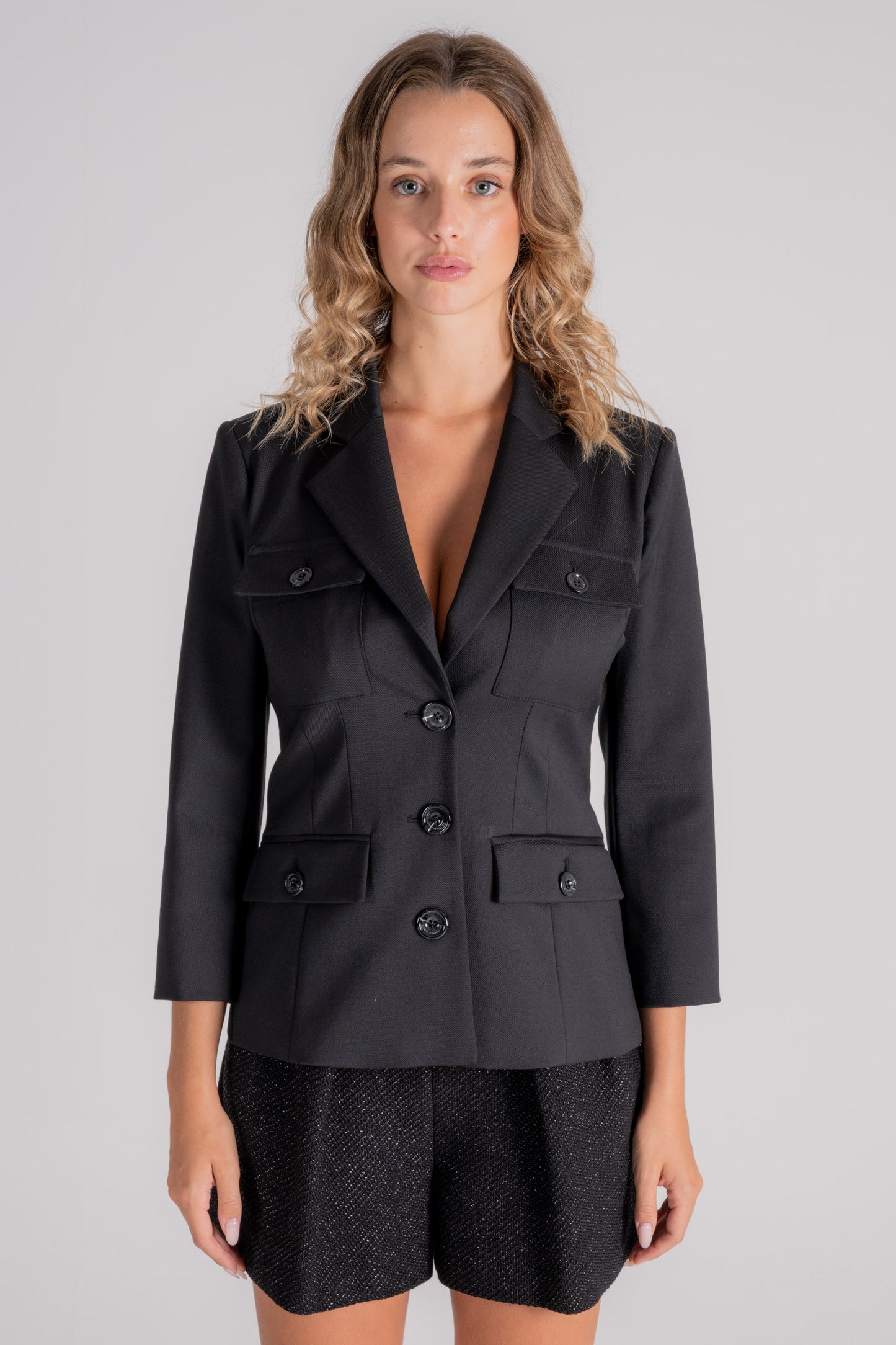  Elisabetta Franchi Jacket 54% Polyester 44% Virgin Wool 2% Elastane Black Nero Donna - 1