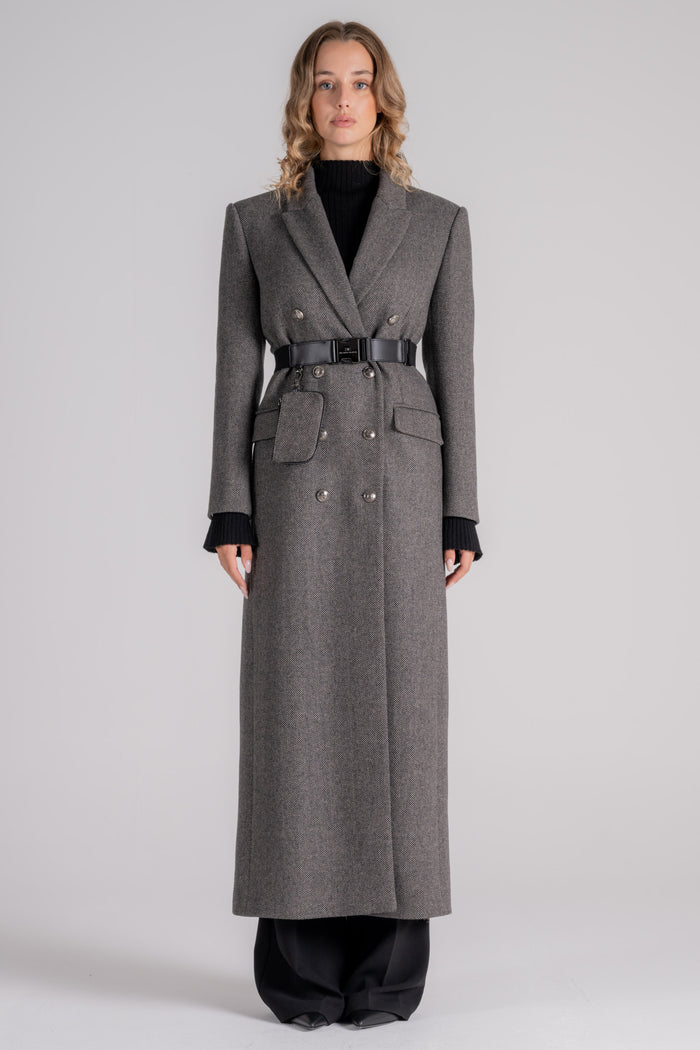 Elisabetta Franchi Grey Coat in Cotton/Polyamide-2