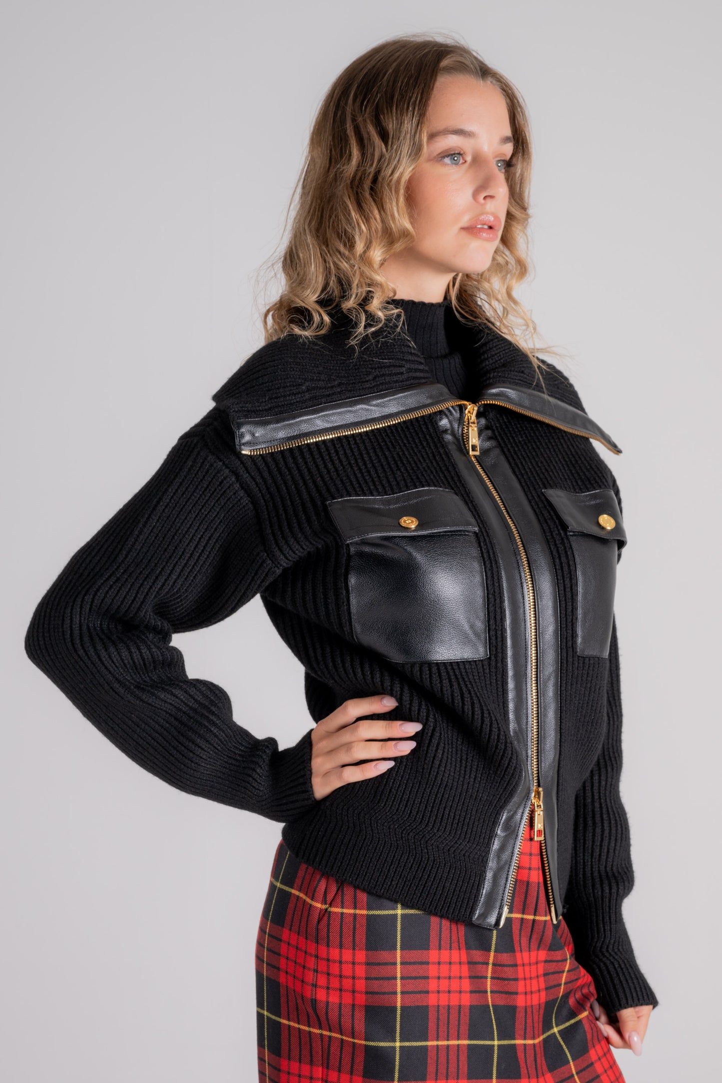  Elisabetta Franchi Jacket In Knit/wool/acrylic/polyamide Black Nero Donna - 2