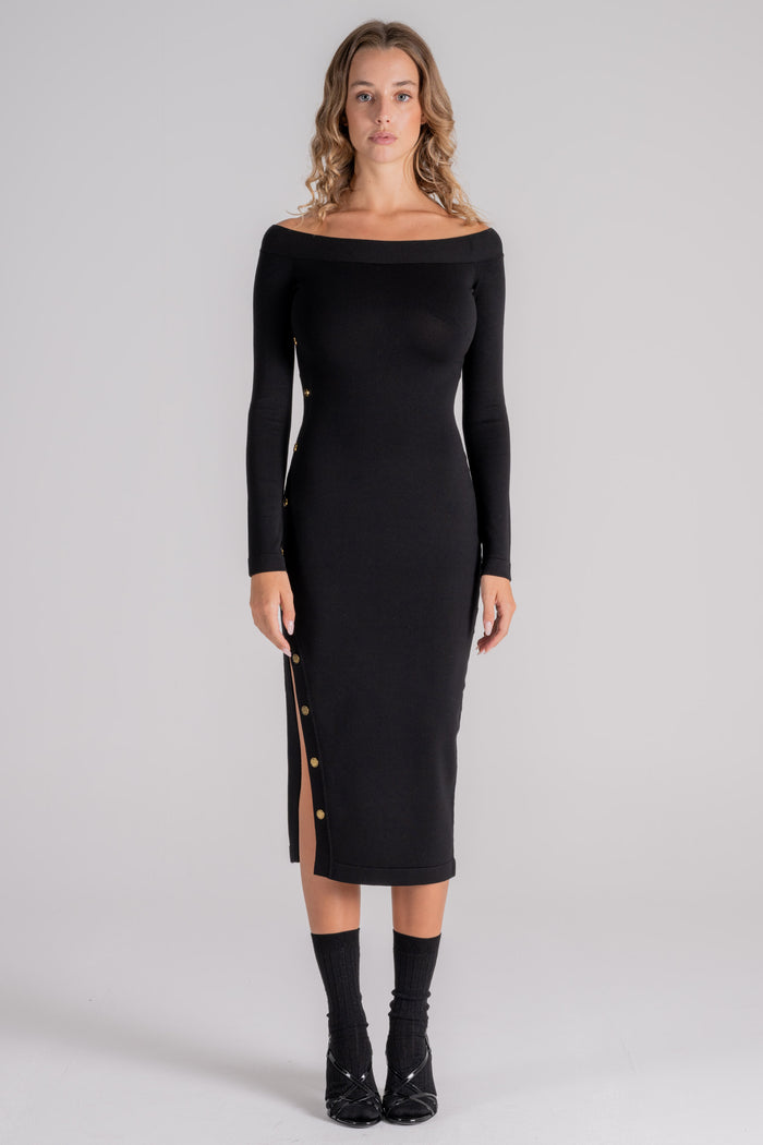 Elisabetta Franchi Viscose/Polyester Black Knit Dress