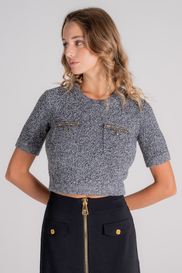 Elisabetta Franchi Maglia Girocollo Lana/Acrilico/Poliammide Grigio-2