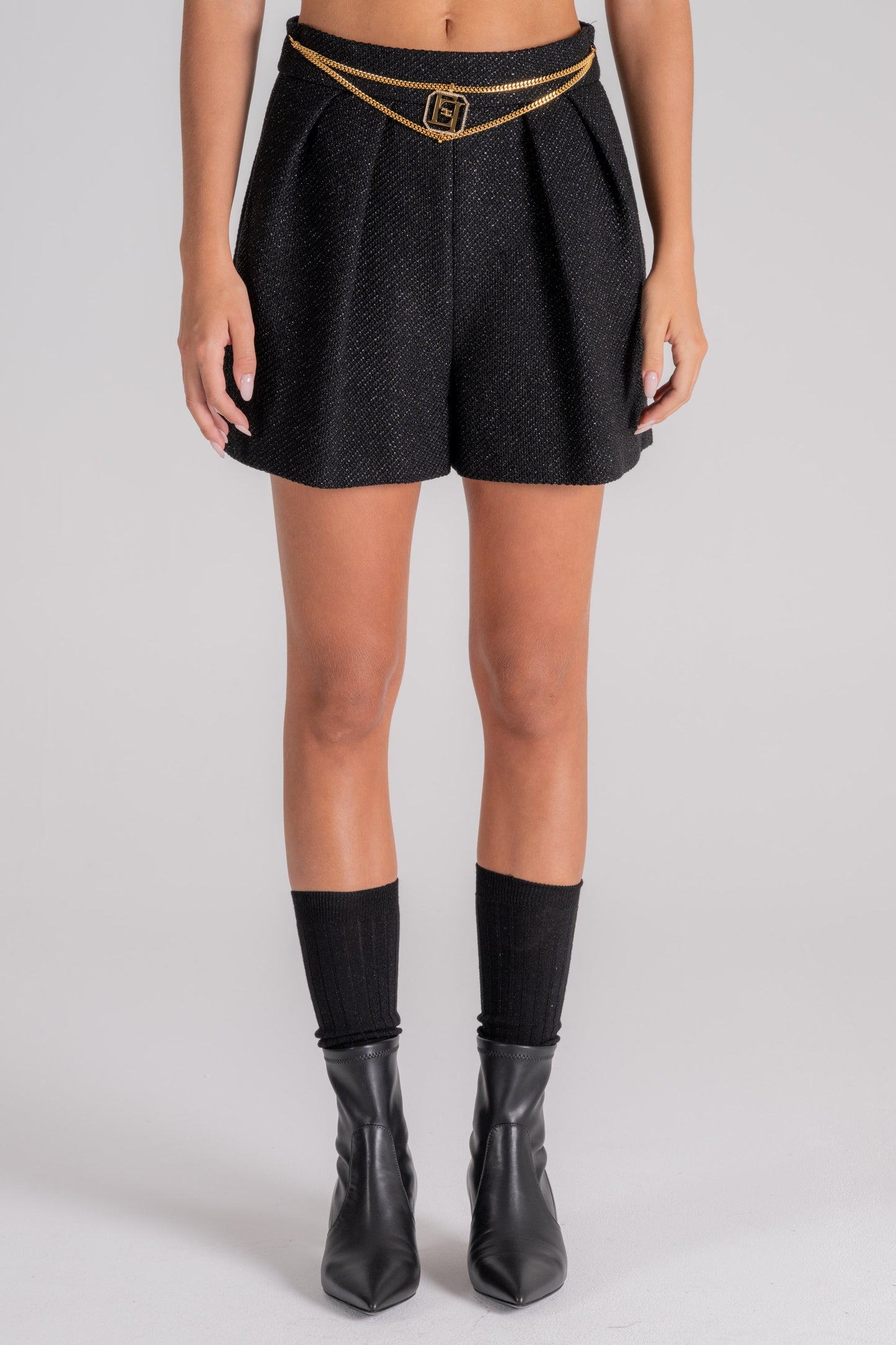  Elisabetta Franchi Black Wool Blend Shorts Nero Donna - 4