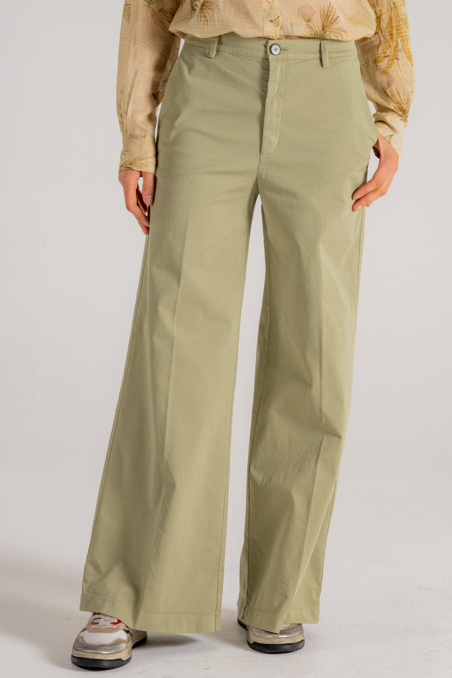  Forte_forte Forte Forte Pantalone Essential Peached Cotton Twill Verde Verde Donna - 1