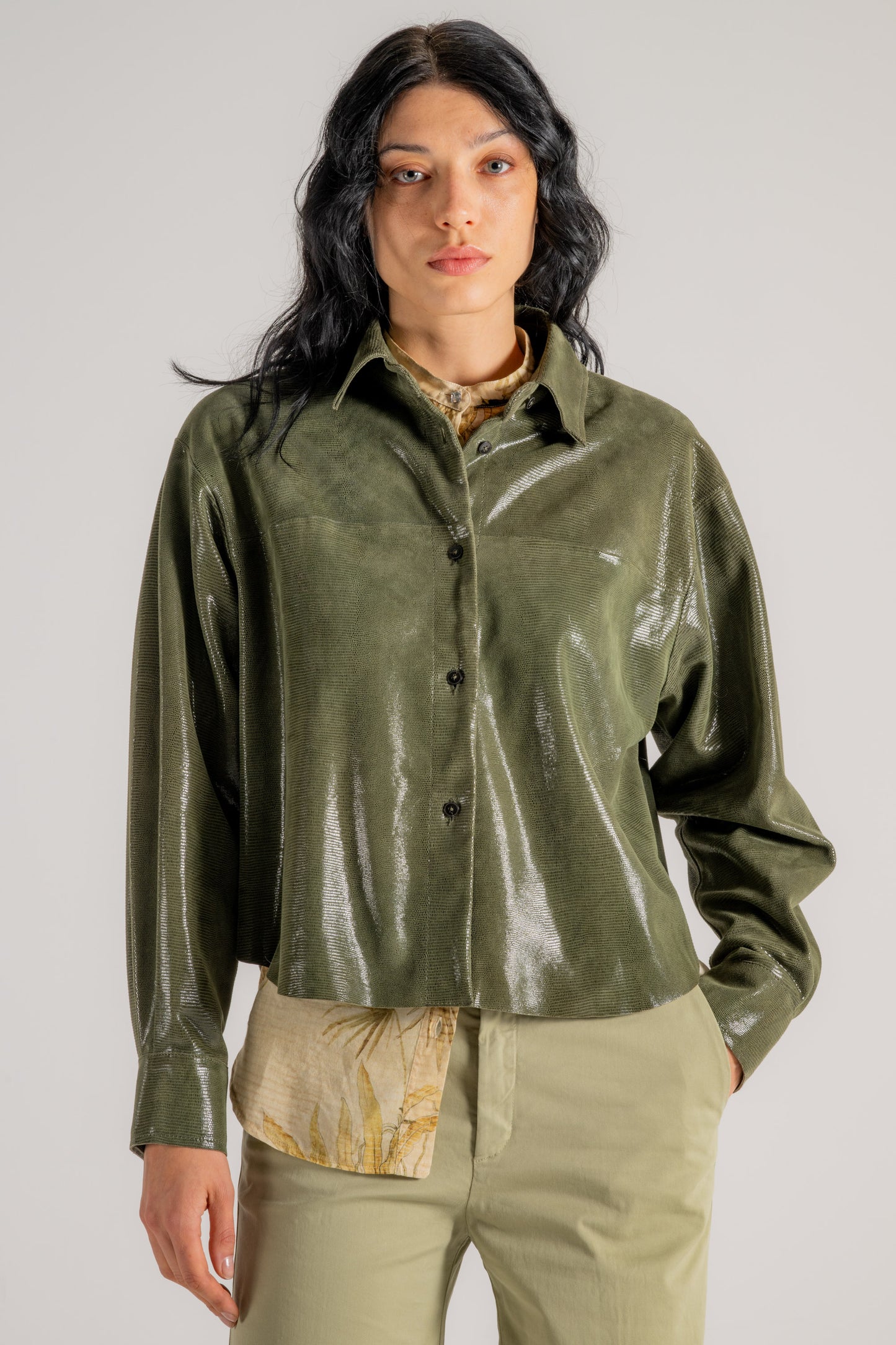  Forte_forte Forte Forte Camicia Suede Lizard Print Verde Verde Donna - 1