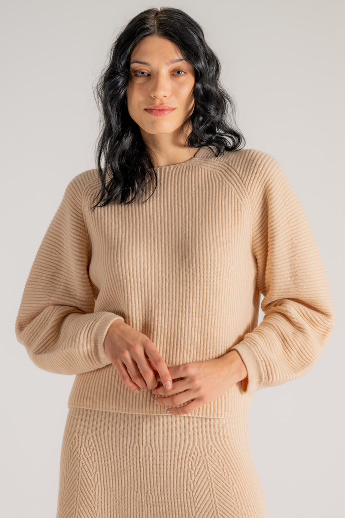  Forte_forte Forte Forte Cashmere Wool Ribbed Half Moon Sweater Beige Beige Donna - 3