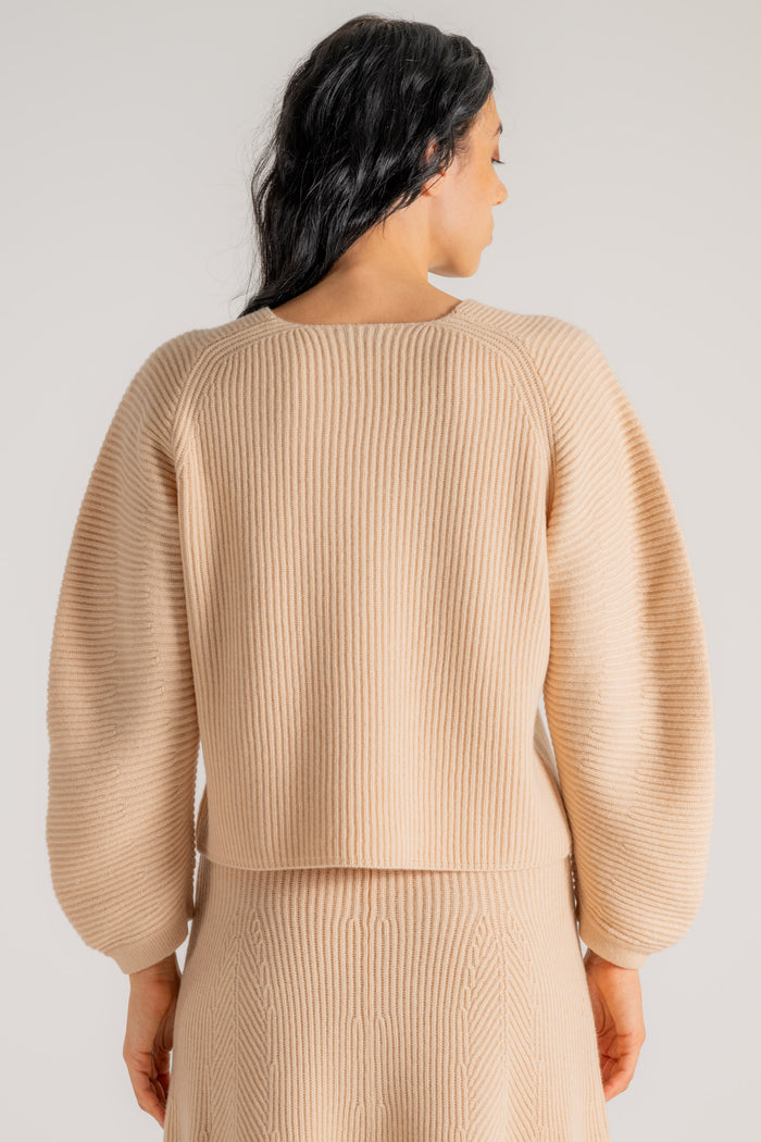  Forte_forte Forte Forte Cashmere Wool Ribbed Half Moon Sweater Beige Beige Donna - 4