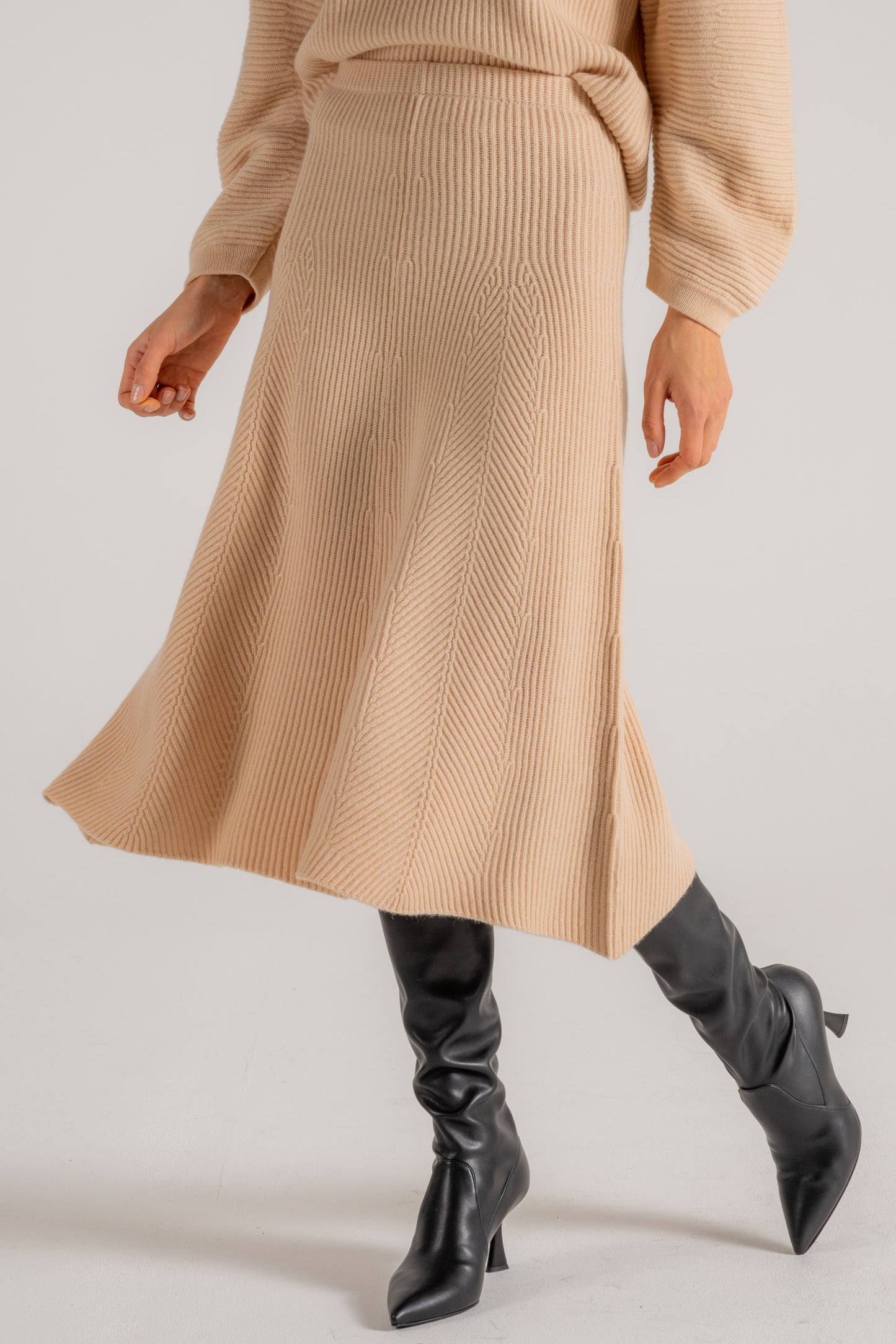  Forte_forte Forte Forte Caahmere Wool Ribbed Skirt Beige Beige Donna - 1