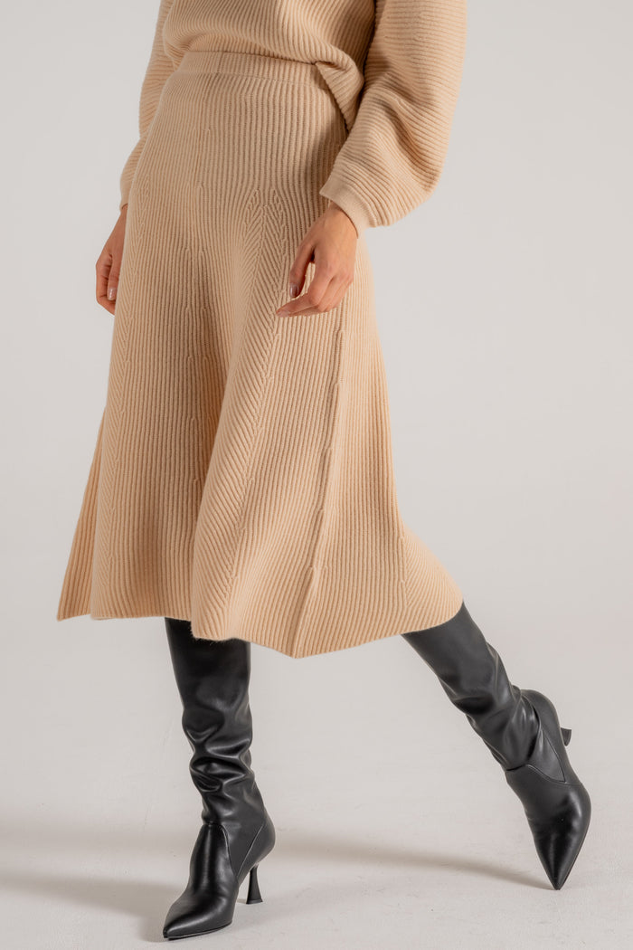  Forte_forte Forte Forte Caahmere Wool Ribbed Skirt Beige Beige Donna - 3