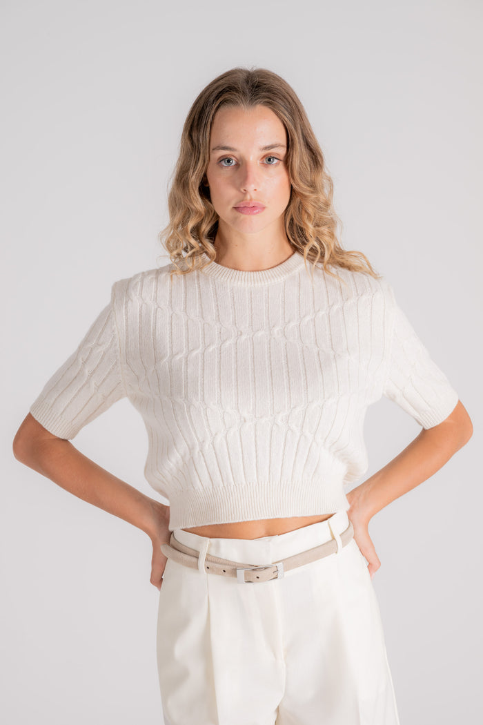 Erika Cavallini Maglia Ilaria Cashmere/Poliammide Beige-2