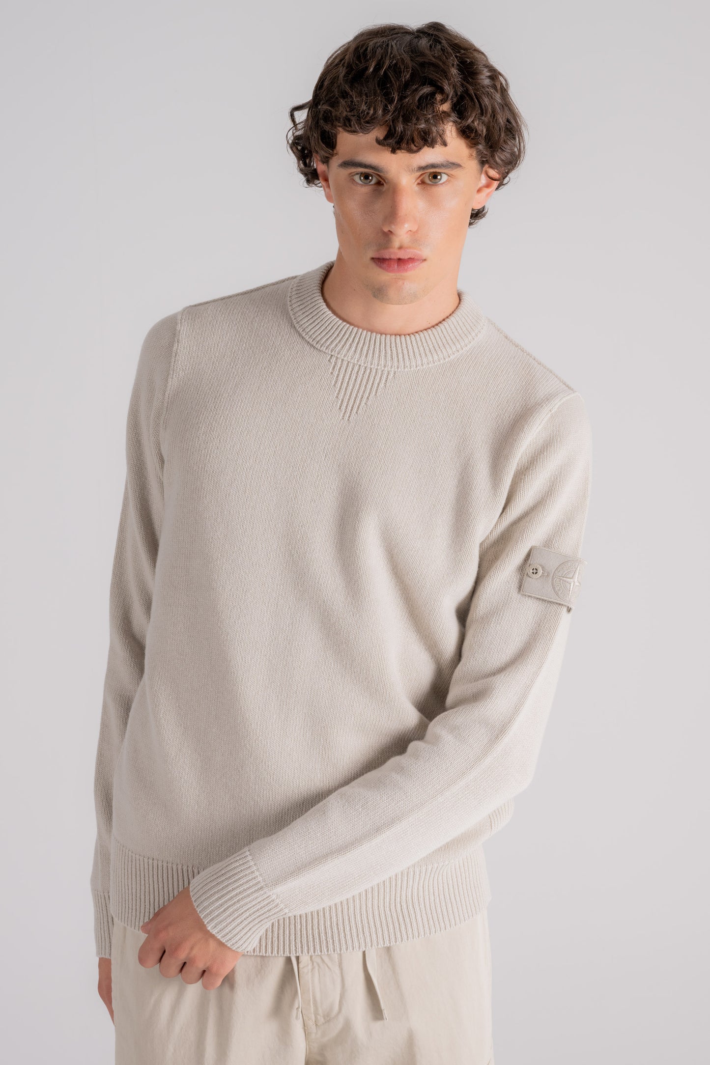  Stone Island Ghost Knit Wool Sweater Beige Beige Uomo - 1