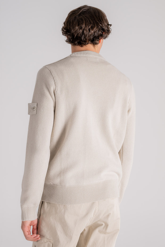  Stone Island Ghost Knit Wool Sweater Beige Beige Uomo - 4