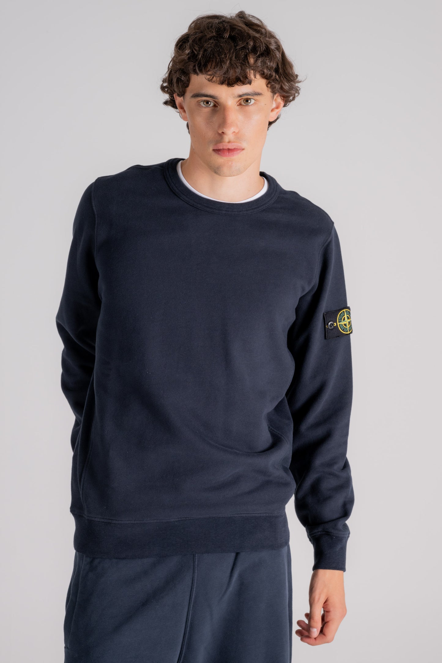  Stone Island Blue Crew Neck Sweatshirt Regular Fit Blu Uomo - 1