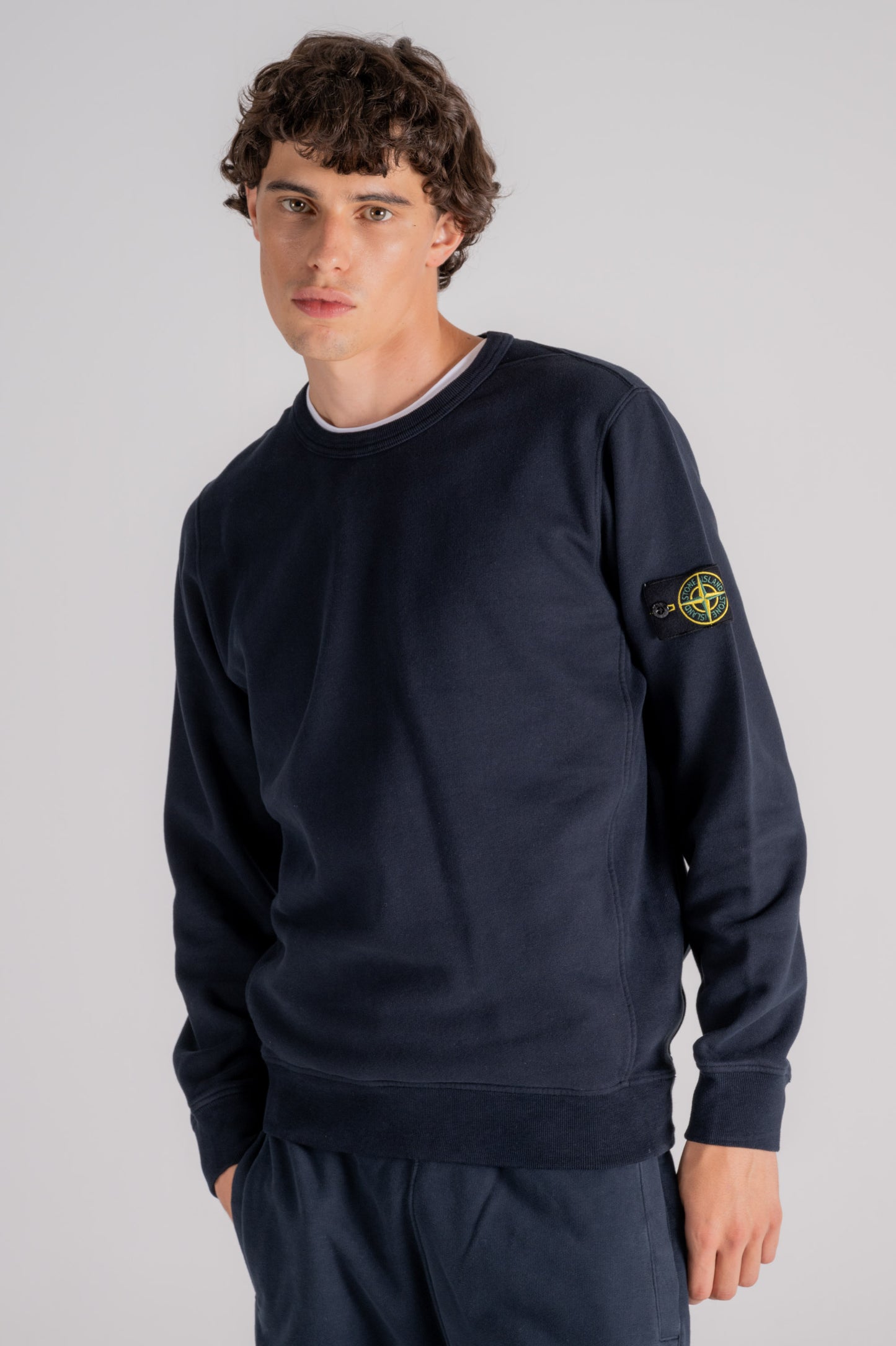  Stone Island Blue Crew Neck Sweatshirt Regular Fit Blu Uomo - 2