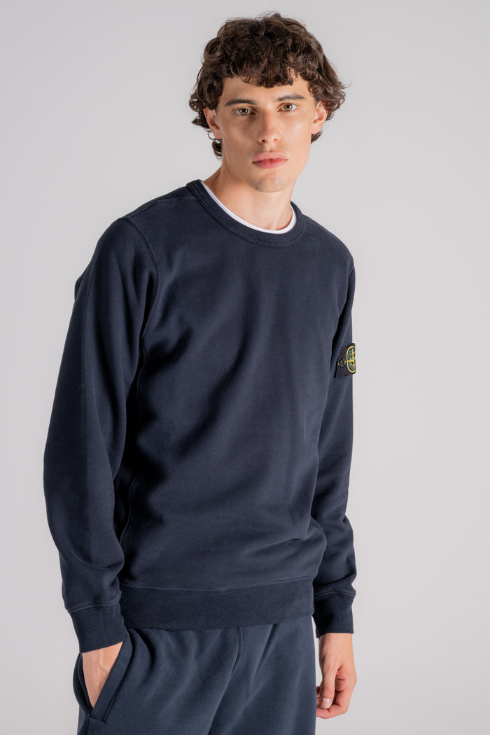  Stone Island Blue Crew Neck Sweatshirt Regular Fit Blu Uomo - 3