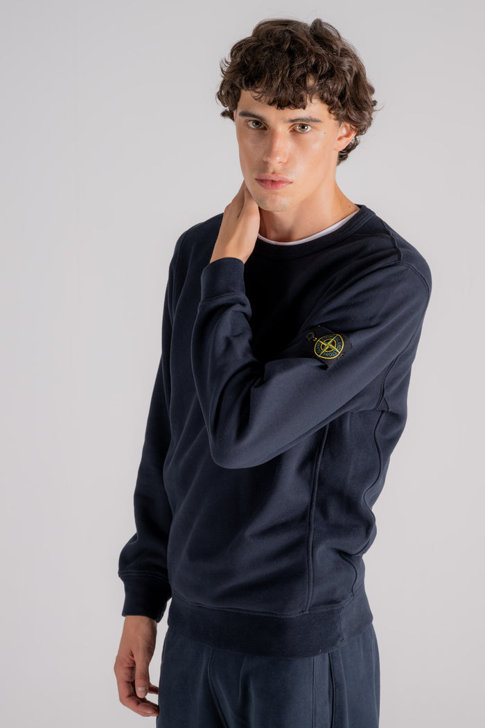  Stone Island Blue Crew Neck Sweatshirt Regular Fit Blu Uomo - 4