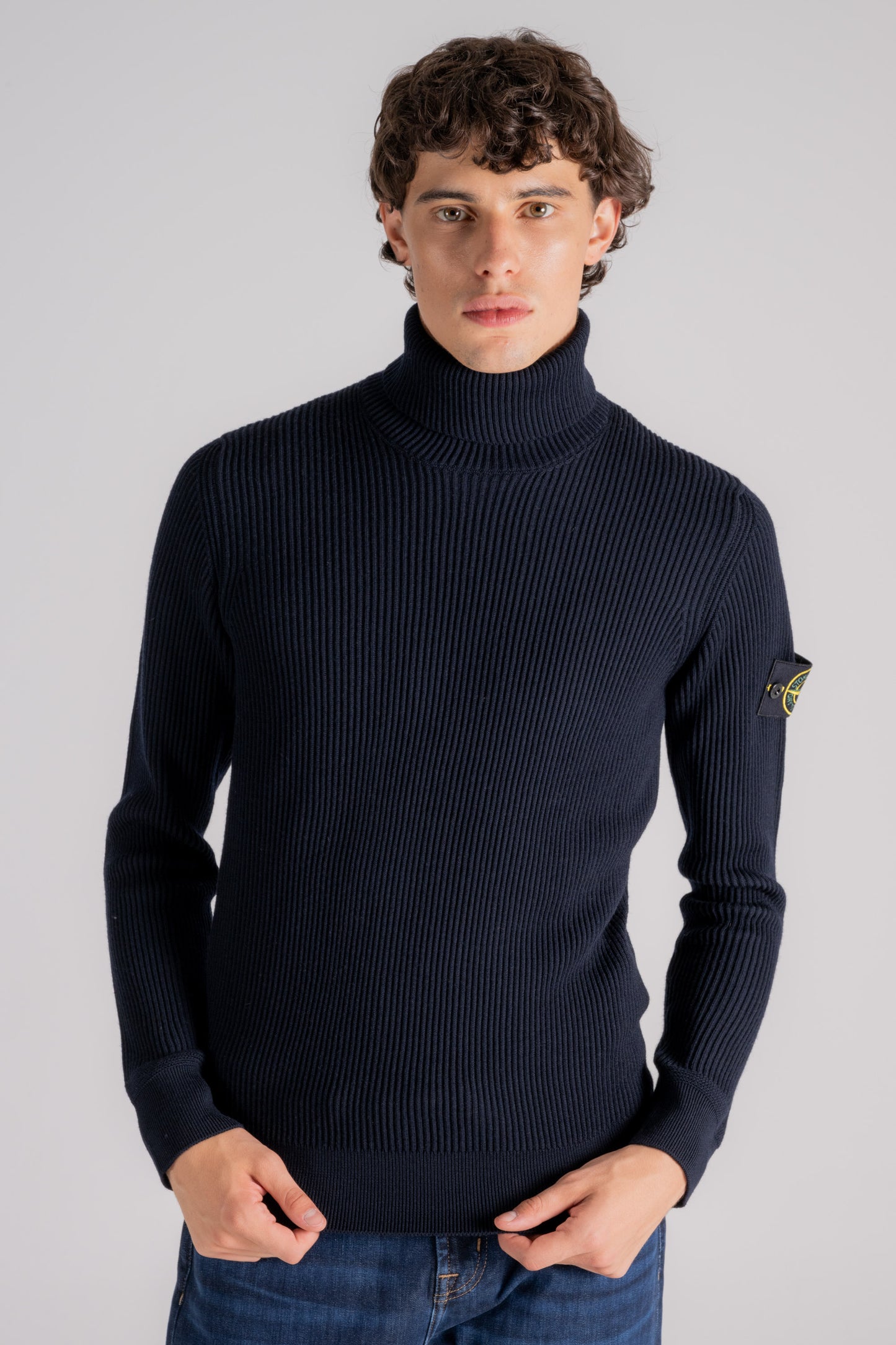  Stone Island Virgin Wool Blue Sweater Blu Uomo - 1