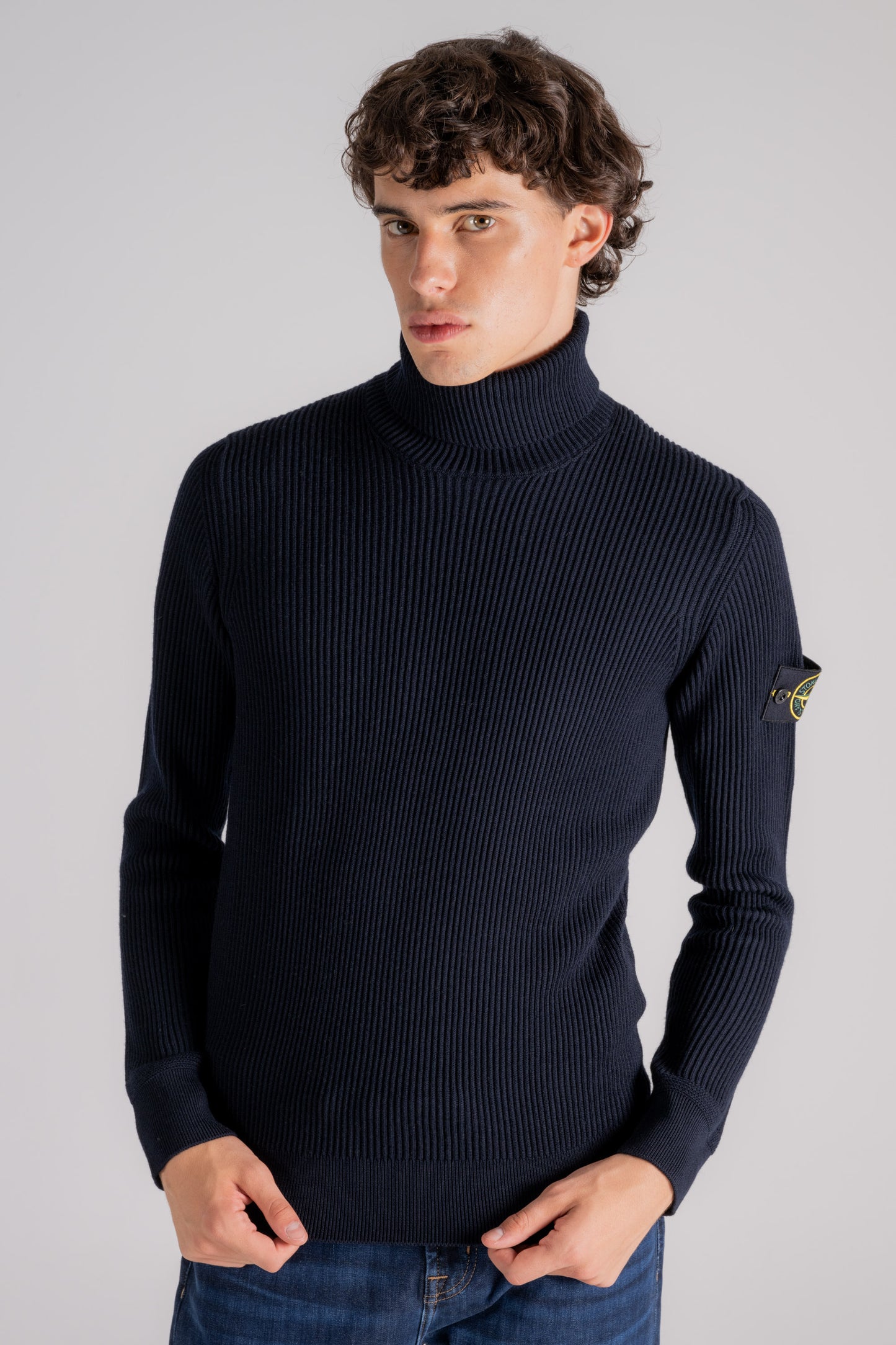  Stone Island Virgin Wool Blue Sweater Blu Uomo - 2