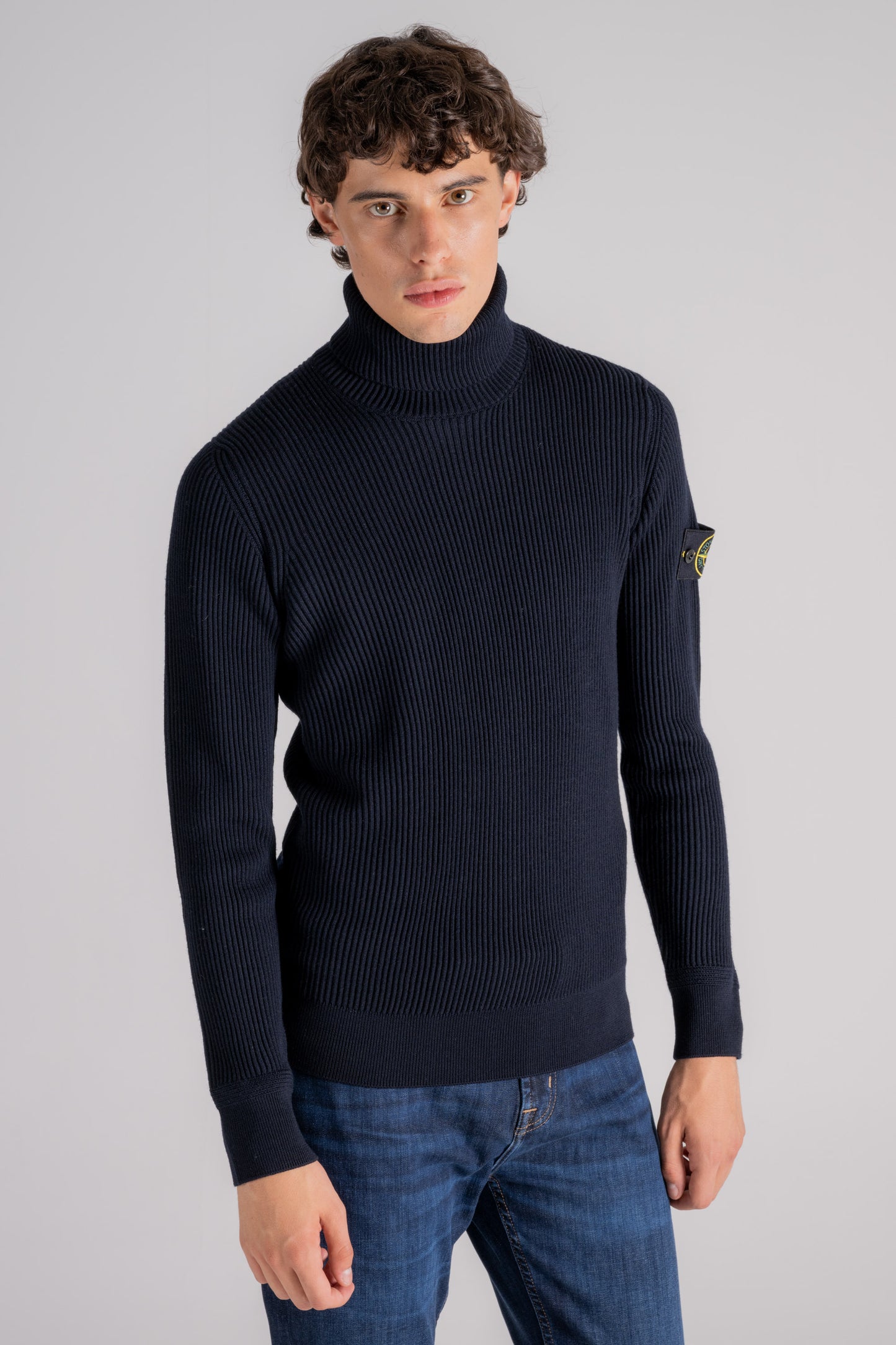  Stone Island Virgin Wool Blue Sweater Blu Uomo - 3