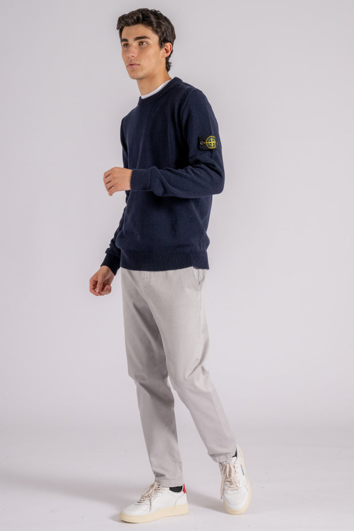 Stone Island Crewneck Wool/Nylon Blue Sweater-2