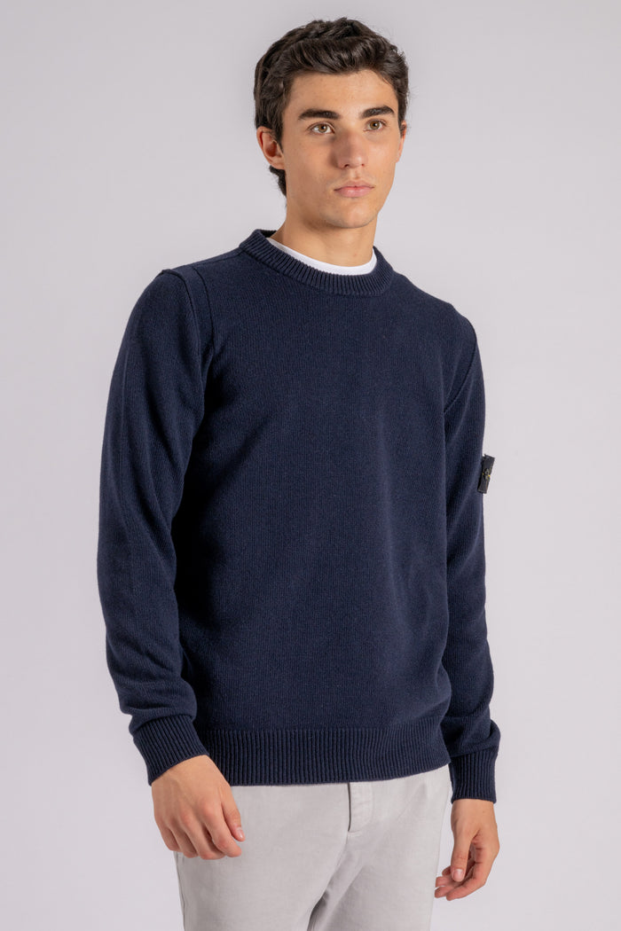  Stone Island Crewneck Wool/nylon Blue Sweater Blu Uomo - 7