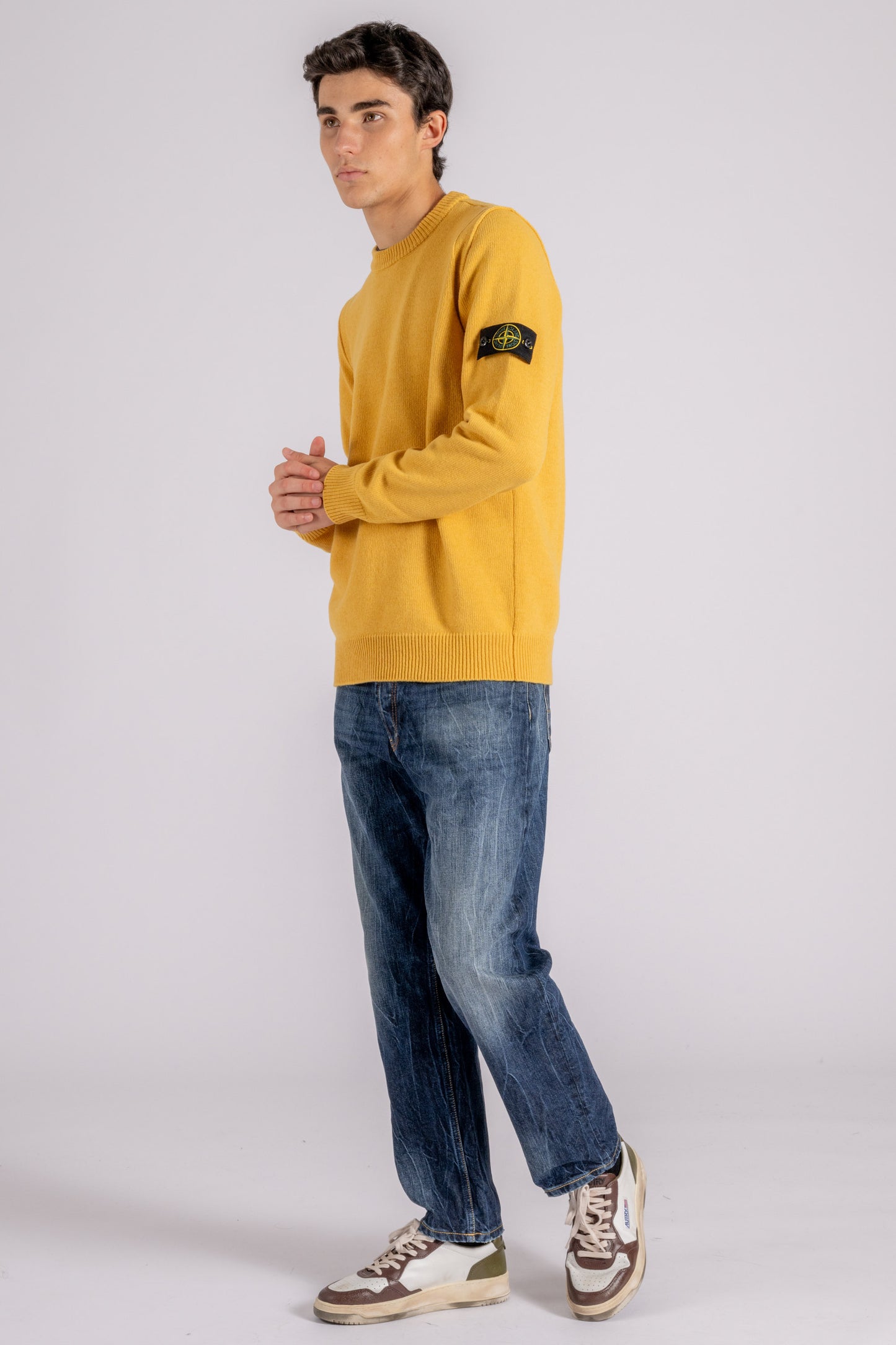  Stone Island Crew Neck Sweater Wool/polyamide Yellow Giallo Uomo - 1