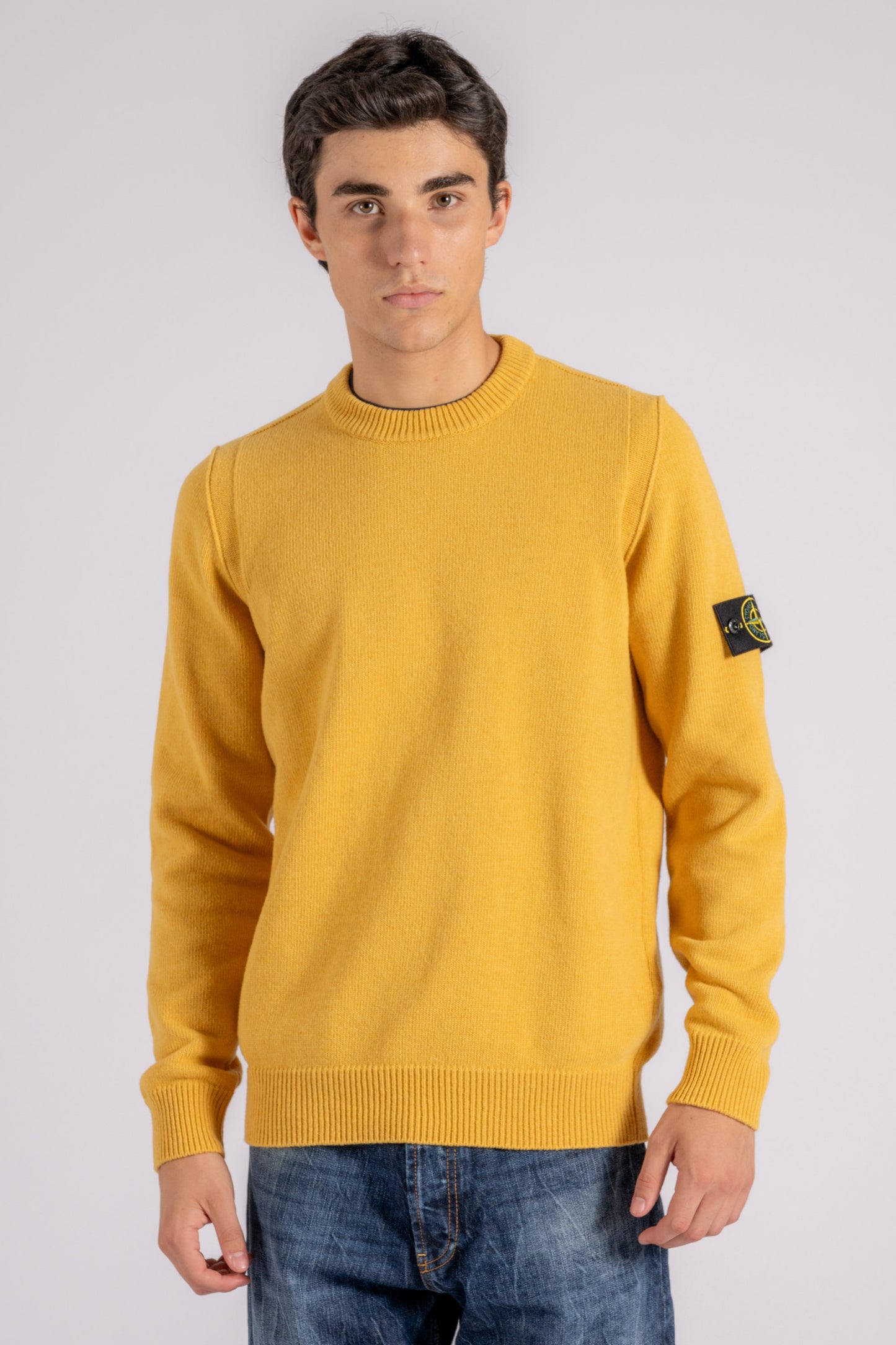  Stone Island Crew Neck Sweater Wool/polyamide Yellow Giallo Uomo - 2