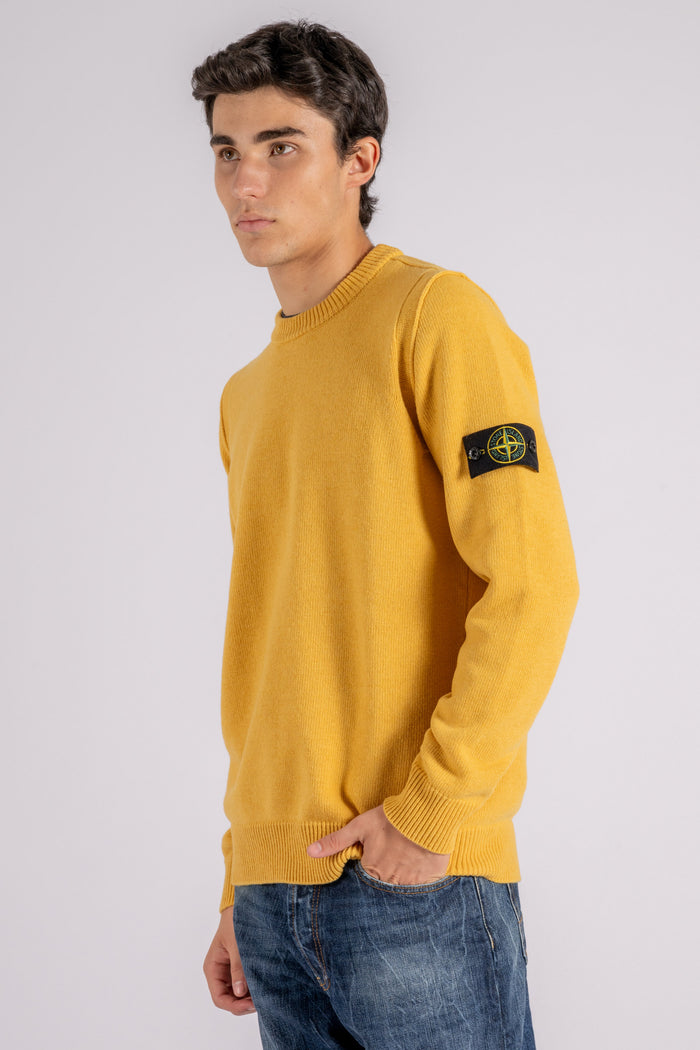  Stone Island Crew Neck Sweater Wool/polyamide Yellow Giallo Uomo - 3