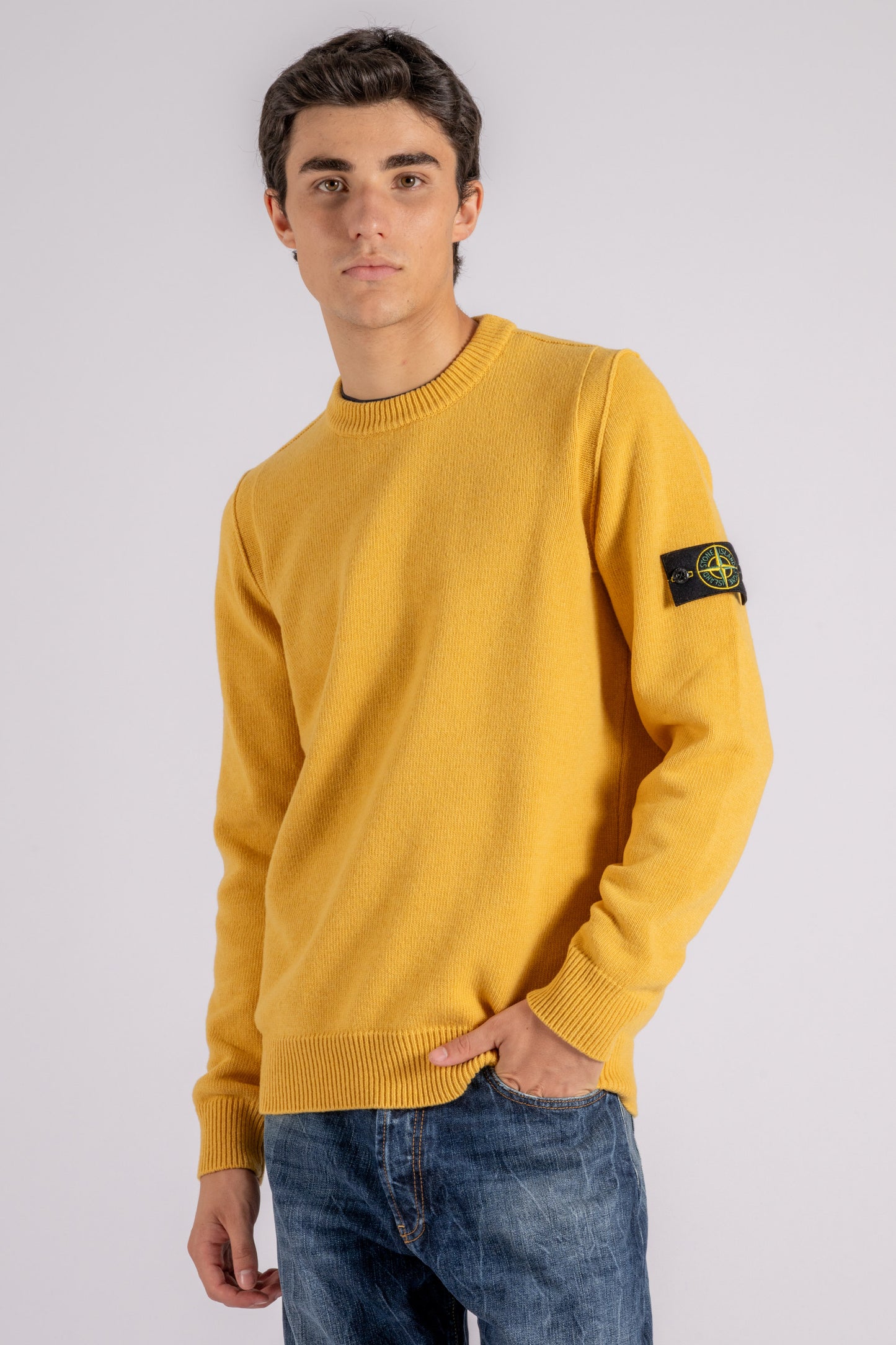  Stone Island Crew Neck Sweater Wool/polyamide Yellow Giallo Uomo - 4